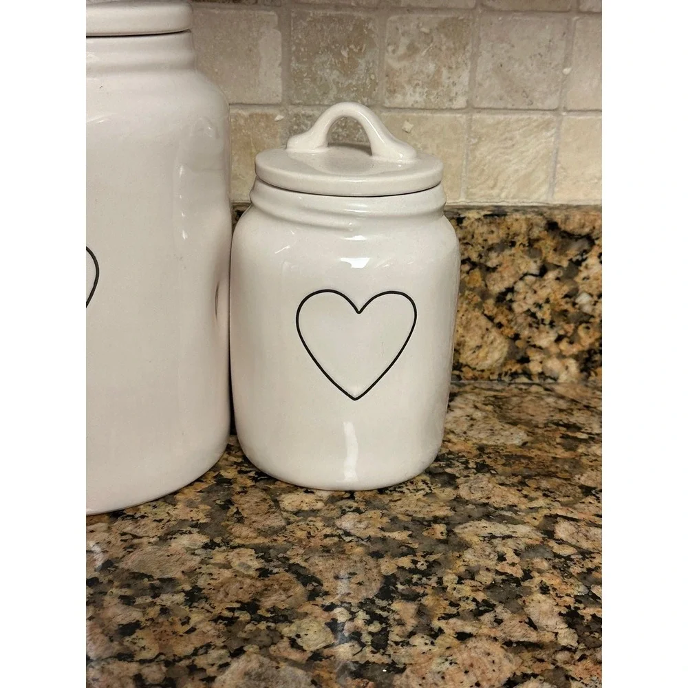 Rae Dunn Black Heart Canister Set - Large‎ and Small